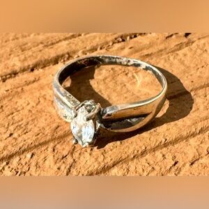 925 Sterling Silver Antique Cocktail Ring Womens Marquise Cubic Zirconia 8.75
